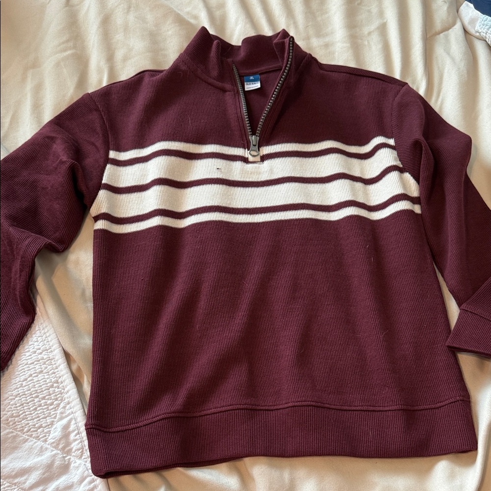 Old Navy Kids Burgundy and White Zip-Up Jacket